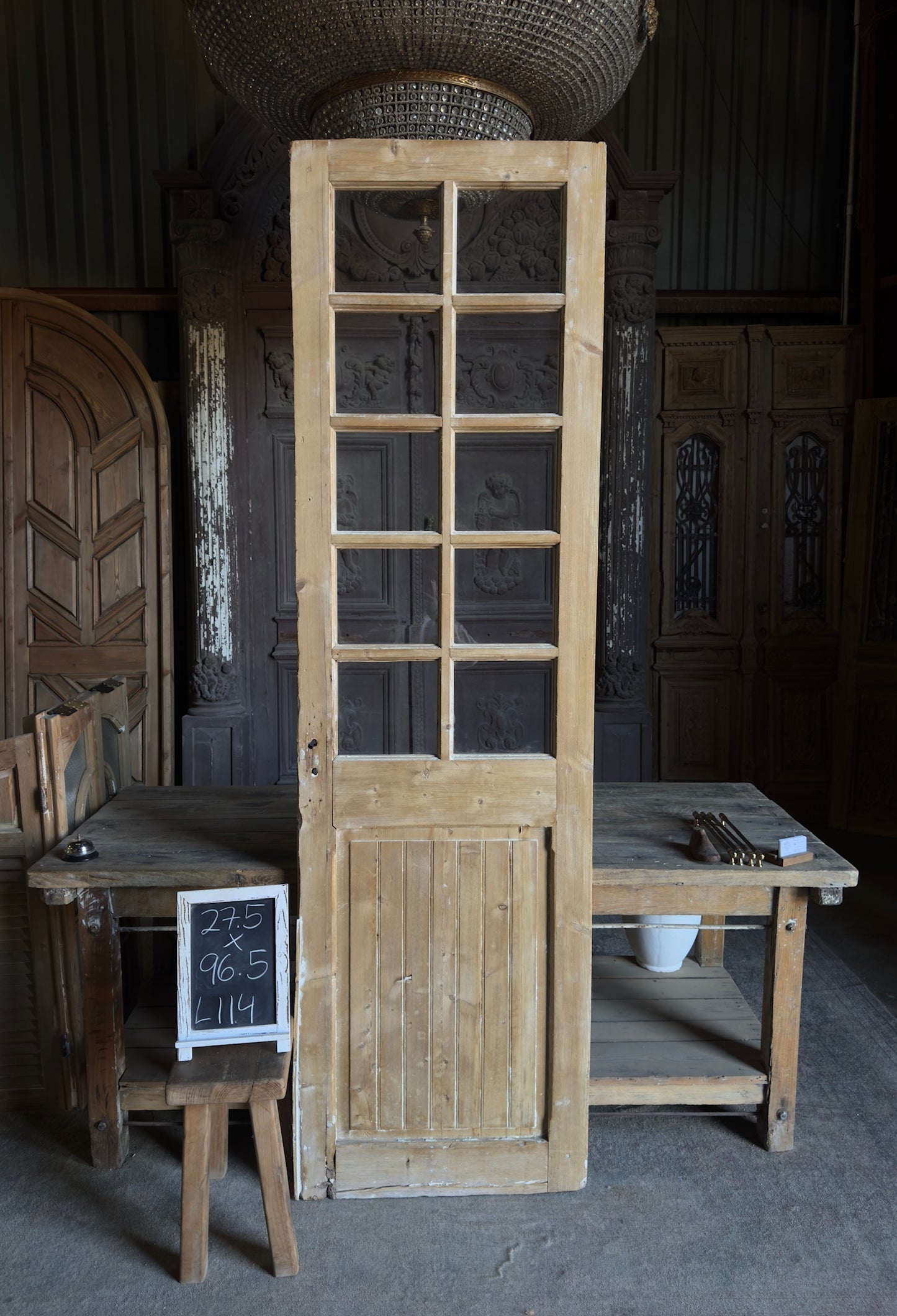 10 Lite Antique Glass Single Door - 27.5x96.5 - L114