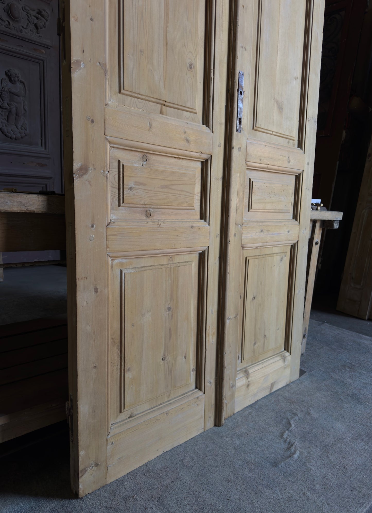 3 Panel Antique Solid French Doors - 44x93 - L339