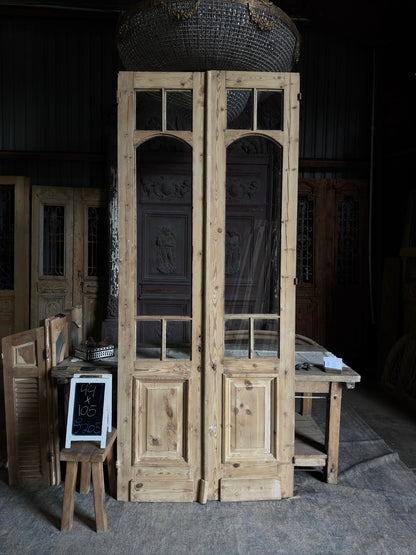 Unique Arch Style Antique Glass French Doors - 44x105 J205