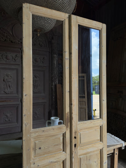 3 Panel Antique Glass French Doors - 41.5x96 J504