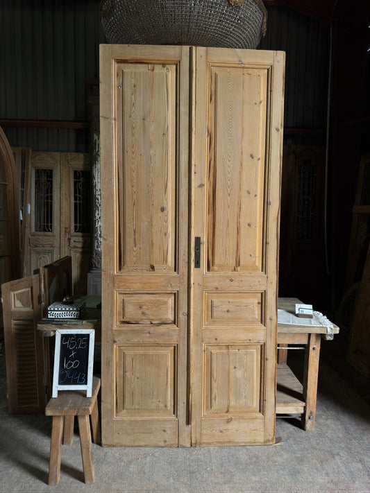 3 Panel Antique Solid French Doors - 45.25x100 J443