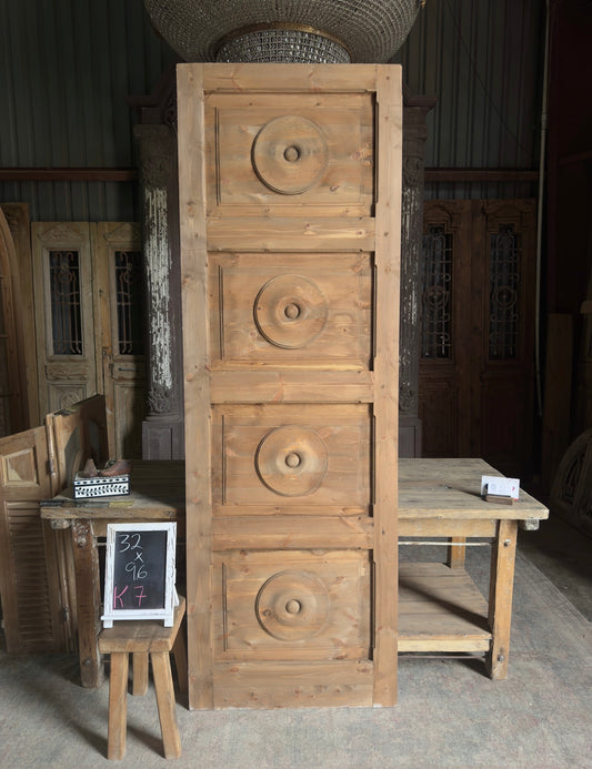4 Panel Carved Baltic Pine Door  - 32x96 K7