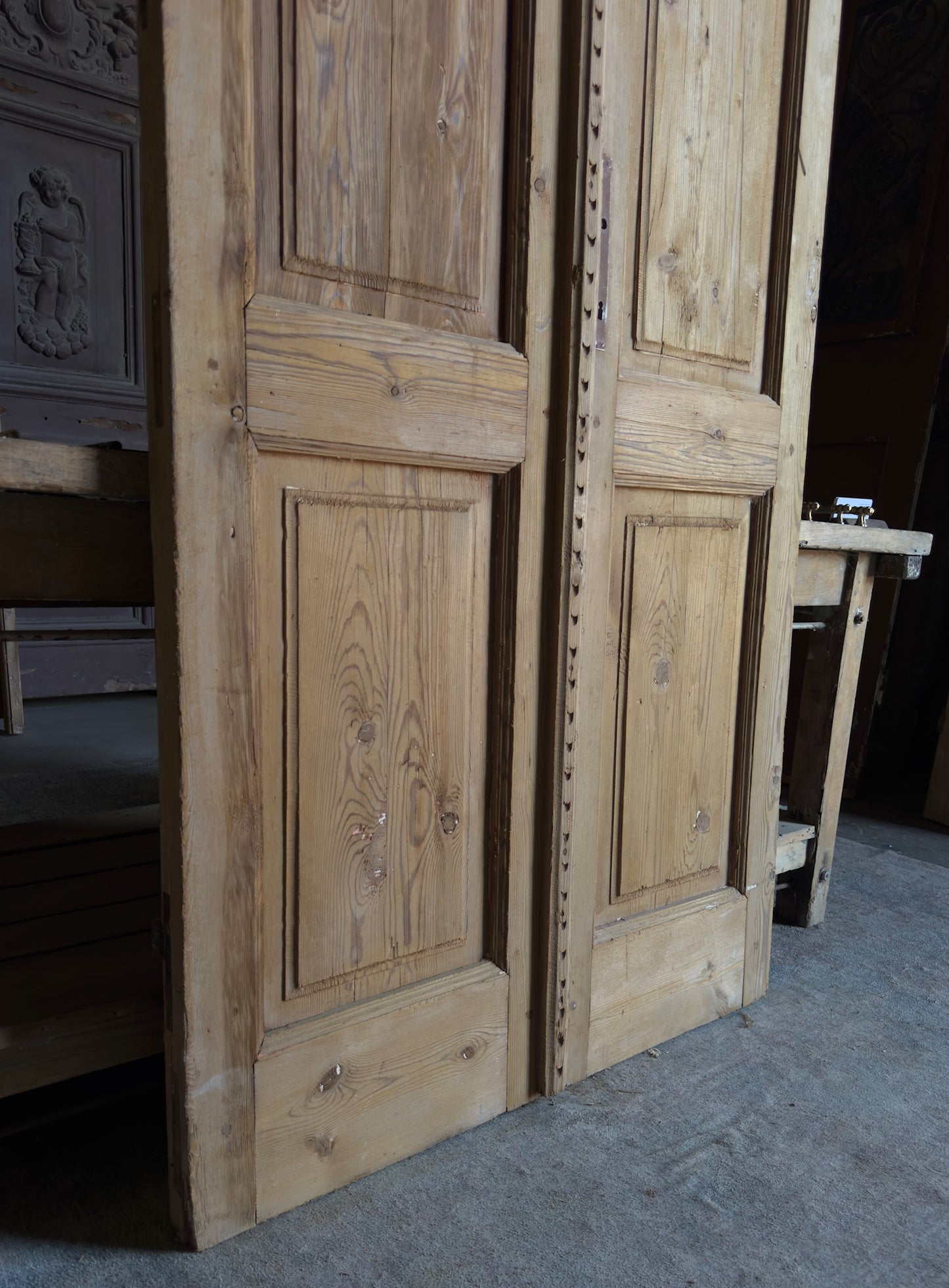 3 Panel Antique Solid French Doors - 40x89 - L346