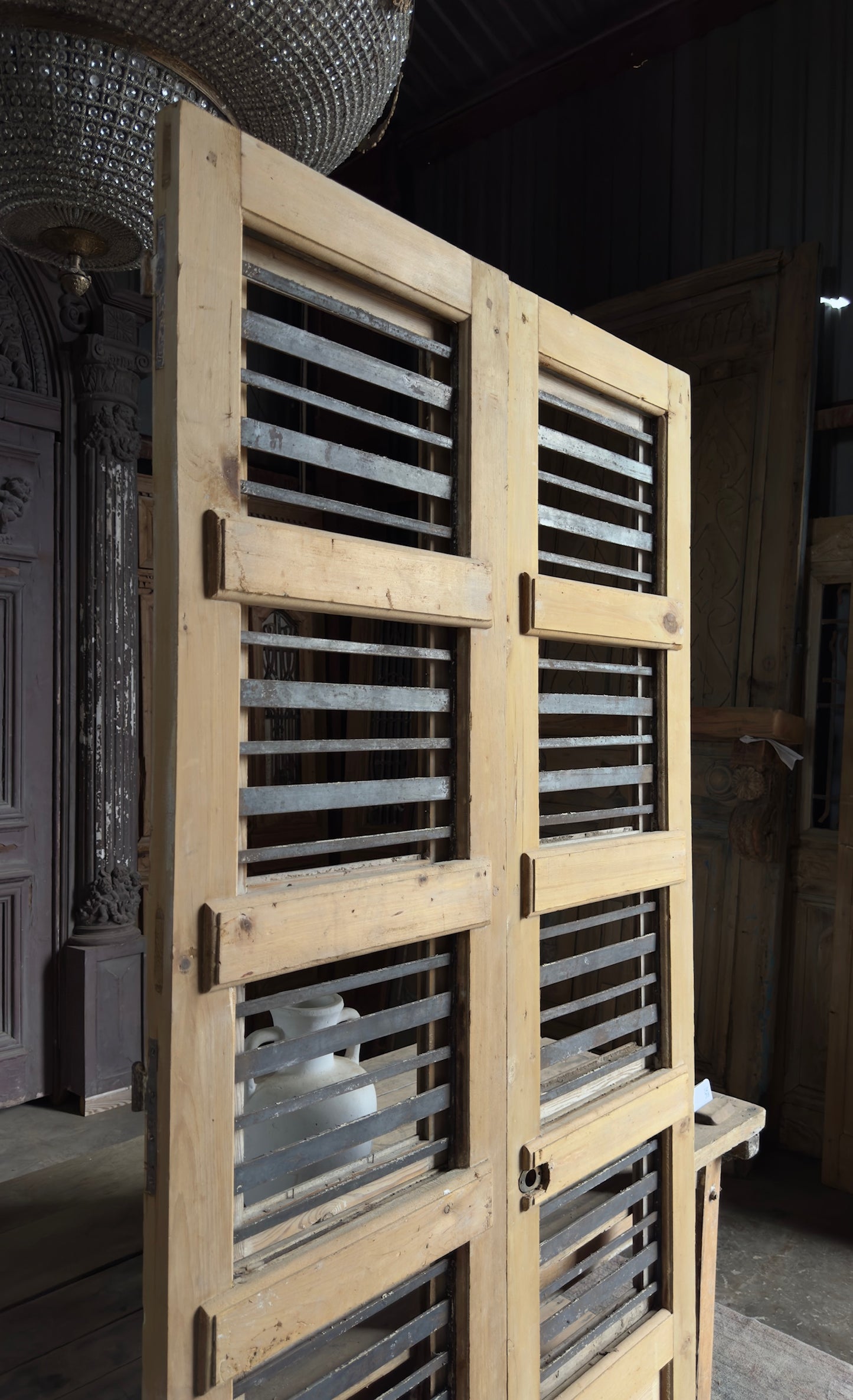 Horizontal Pattern Antique Iron French Doors - 44x89.5 K466