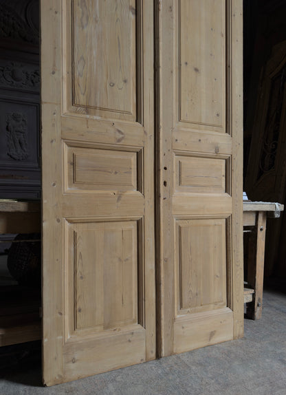 3 Panel Antique Solid French Doors - 44.5x101.5 J423