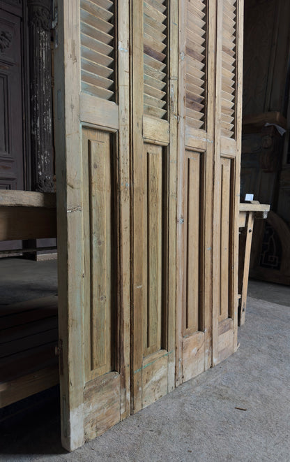 European French Antique Louvered Shutters - 39.75x95 K454