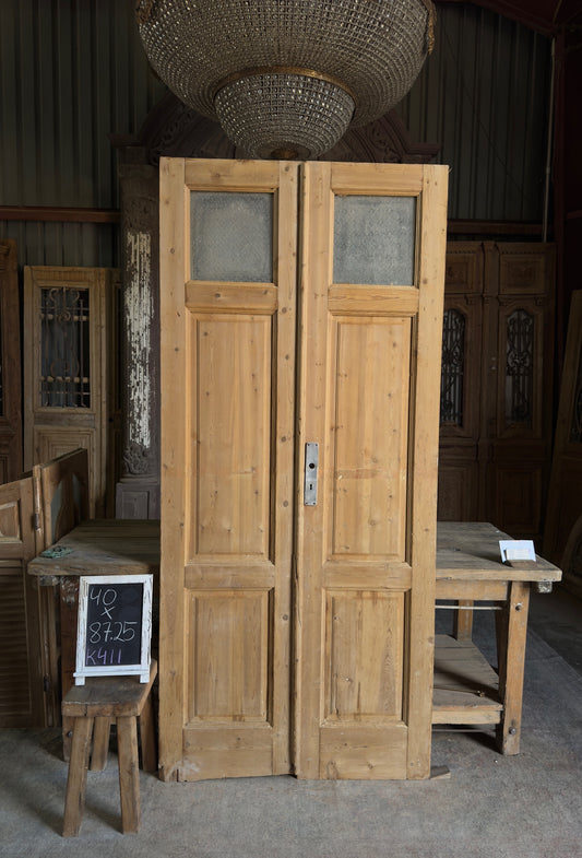 3 Panel Antique Glass Top French Doors - 40x87.25 K411