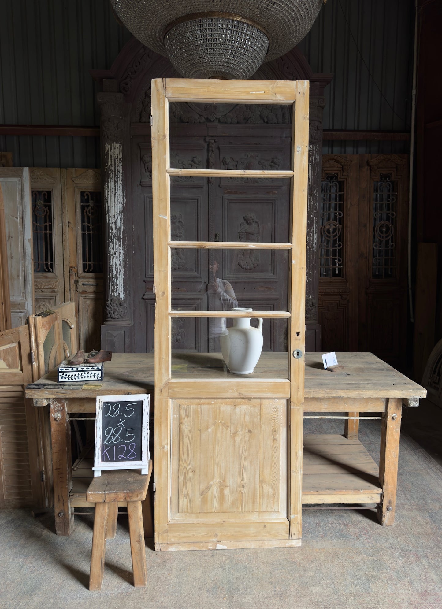 4 Lite Antique Glass Single Door - 28.5x88.5 K128