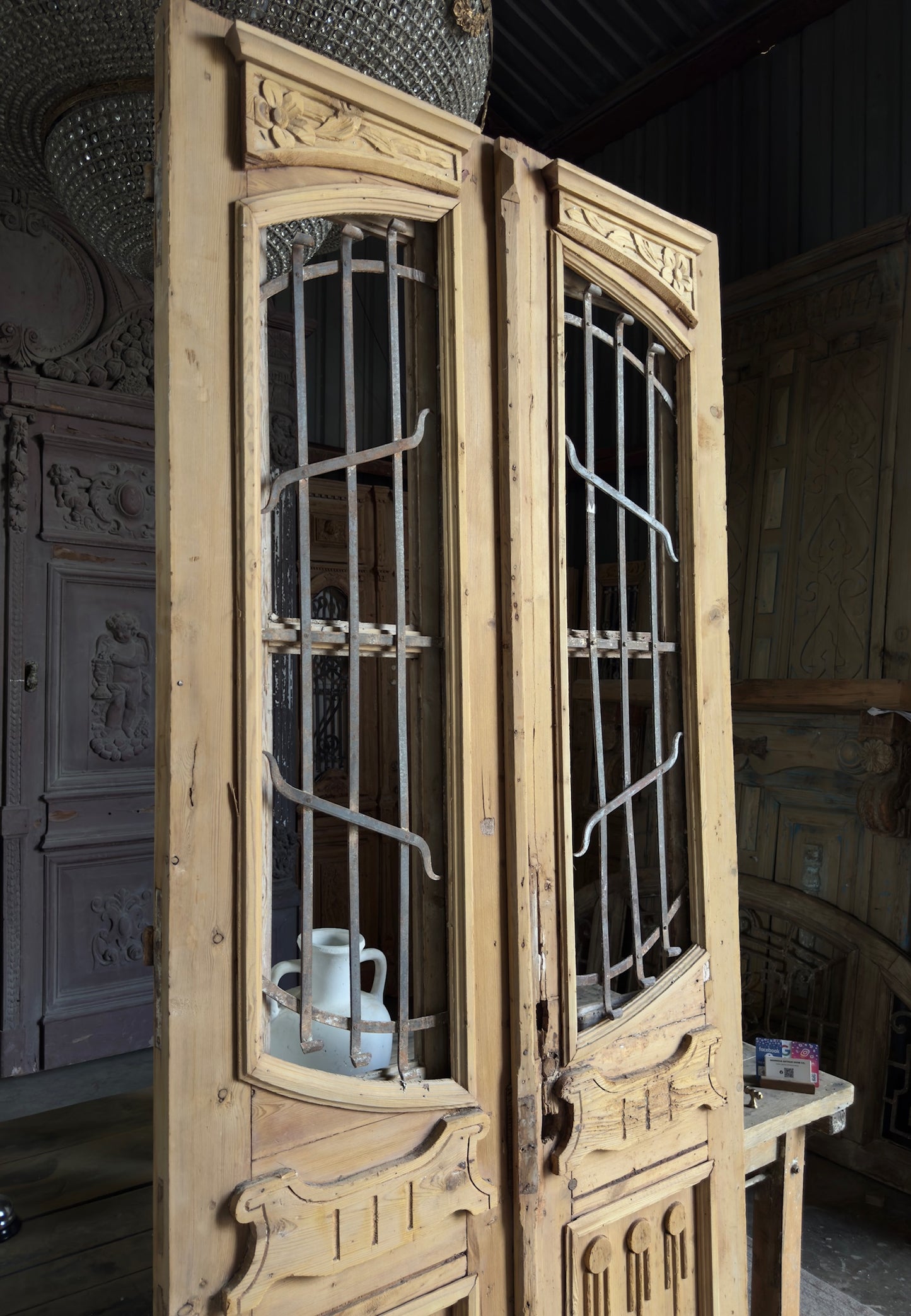 Sophisticated Antique Iron French Doors - 43x98 K282