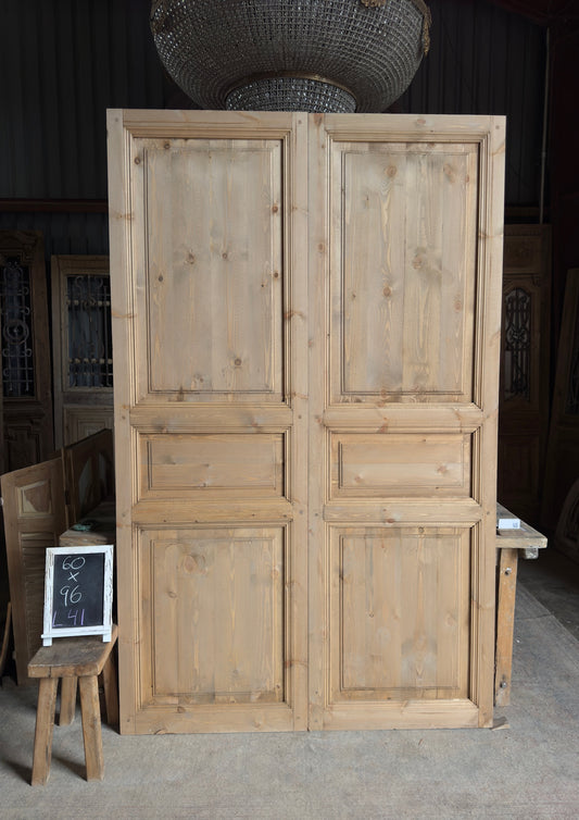 Handcrafted 3 Panel Solid French Doors - 60x96 L41