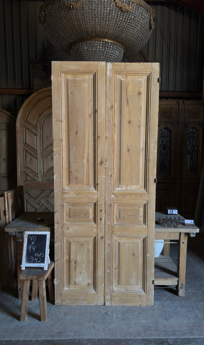 3 Panel Antique Solid French Doors - 40x94 - L342