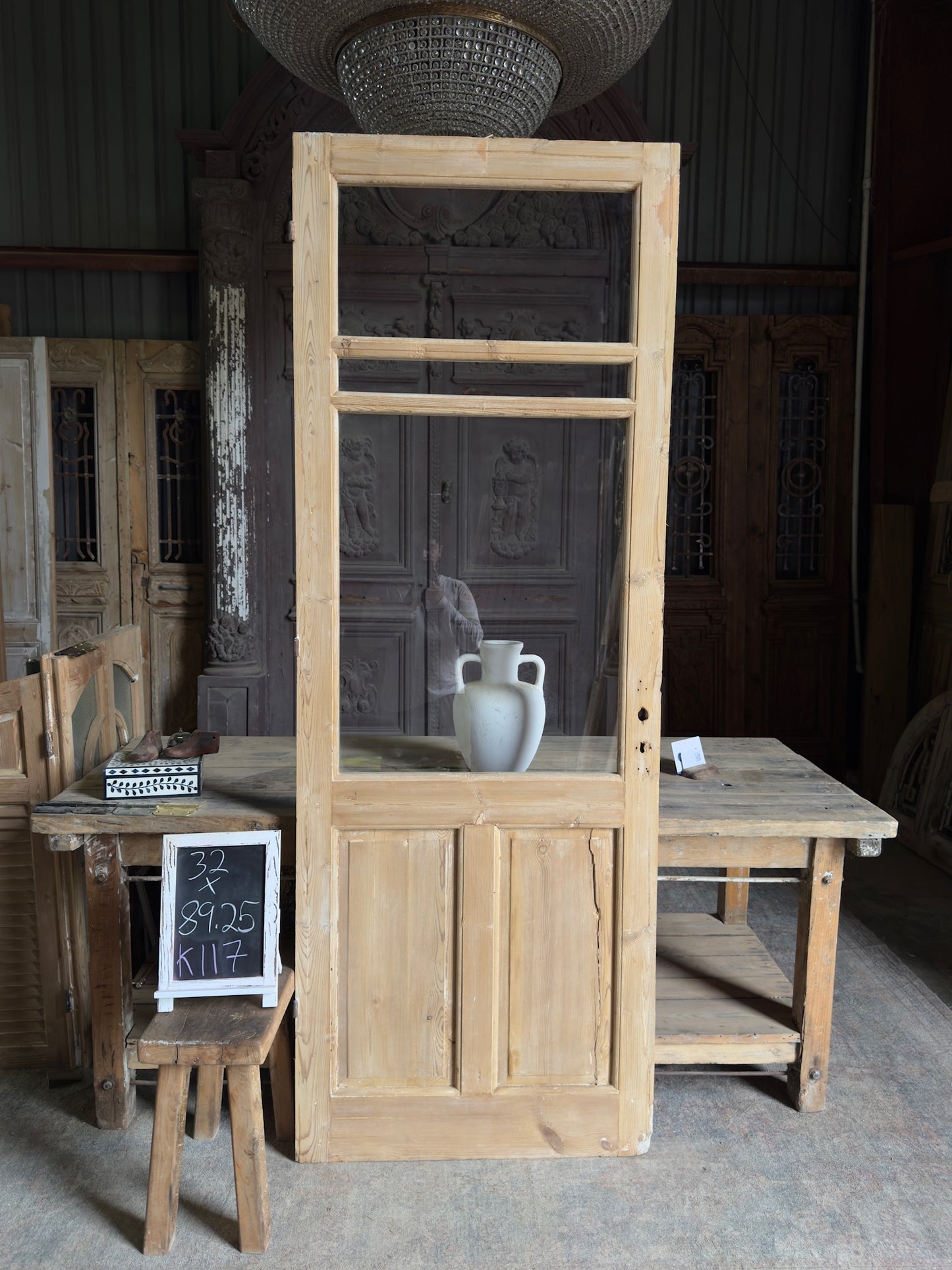19th Century Antique Glass Door - 32x89.25 K117