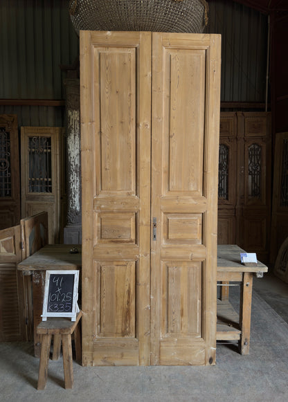 3 Panel Antique Solid French Doors - 41x101.25 K335