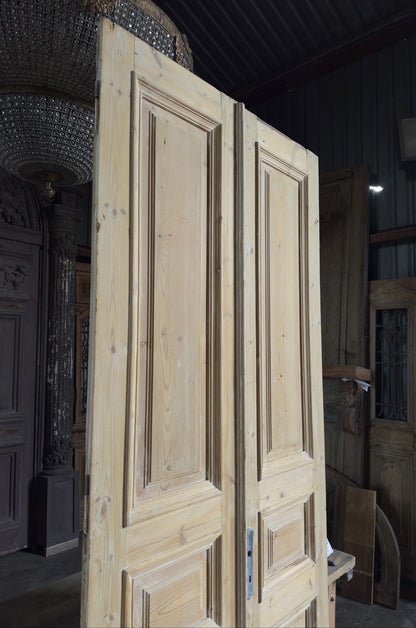 3 Panel Antique Solid French Doors - 45x103.5 K344