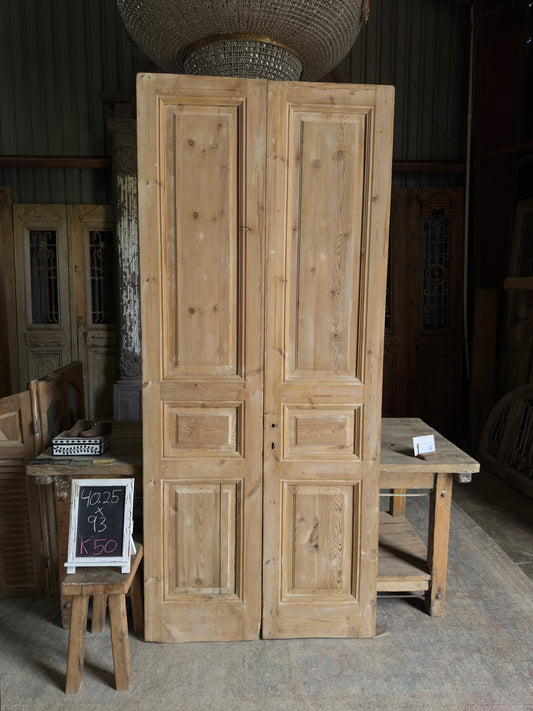 3 Panel Antique Solid French Doors - 40.25x93 K50