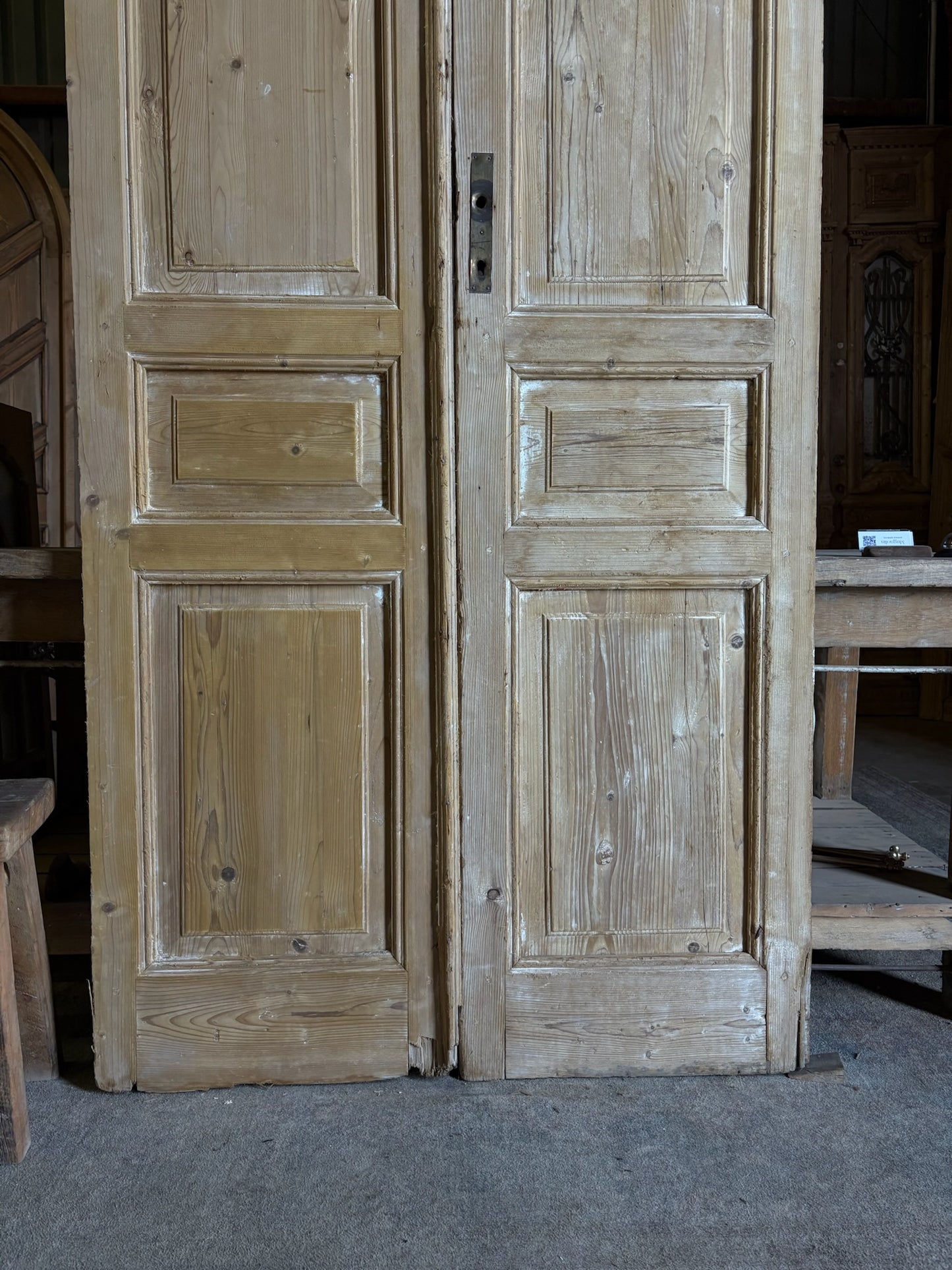 3 Panel Antique Solid French Doors - 42.5x96.25 - L92