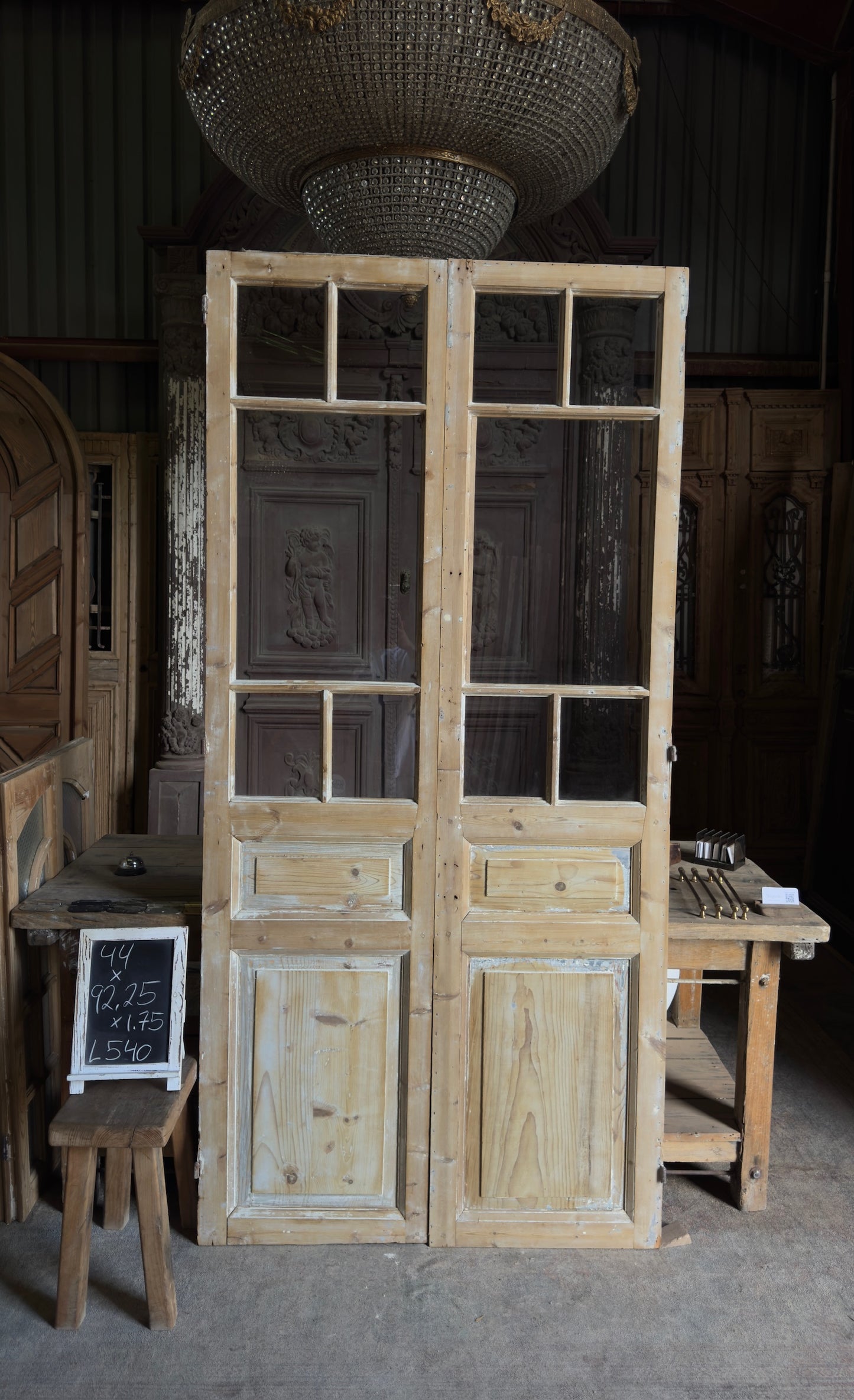 Antique Glass 5 Lite French Doors - 44x92.25 - L540