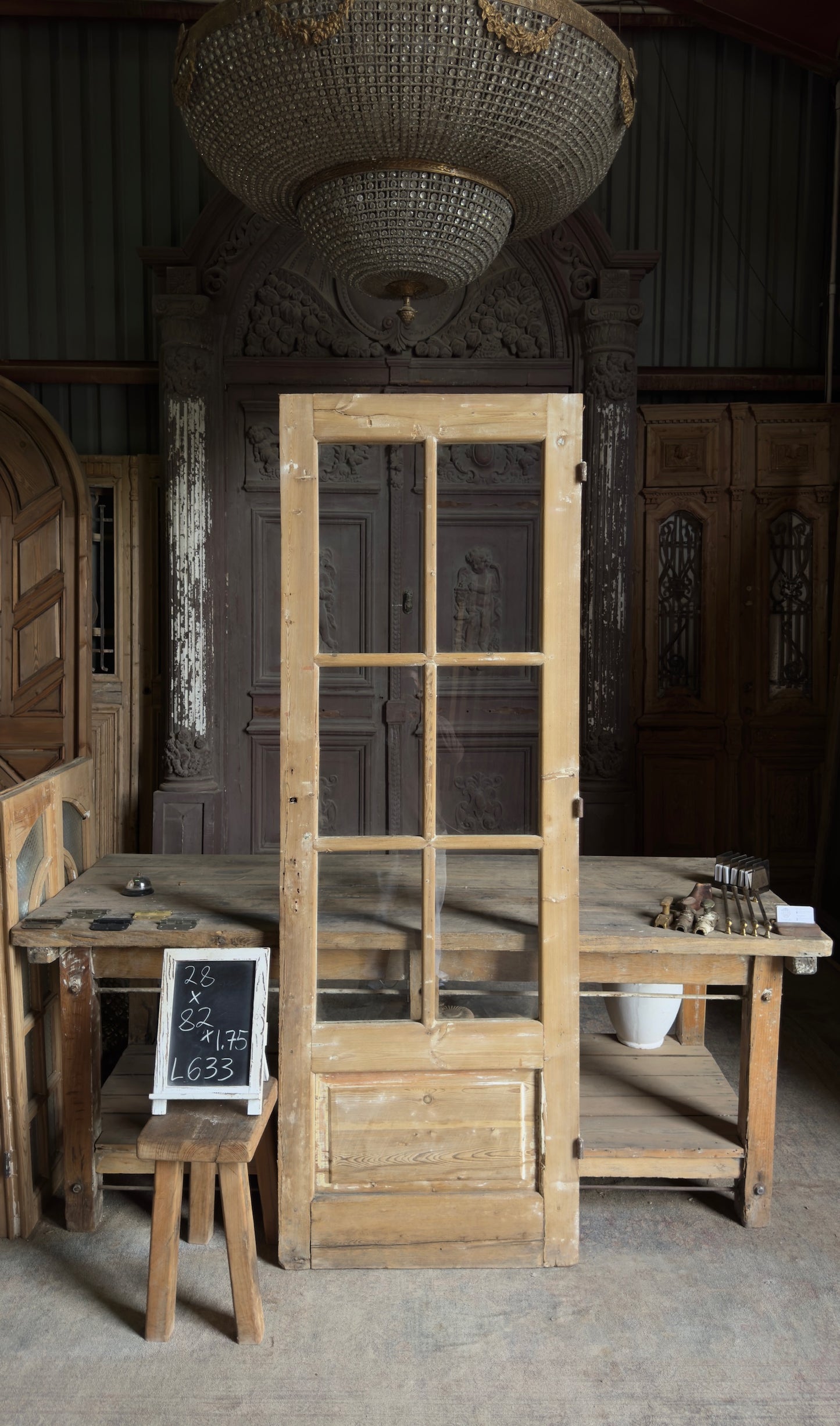 Antique Glass 6 Lite Door - 28x82 - L633