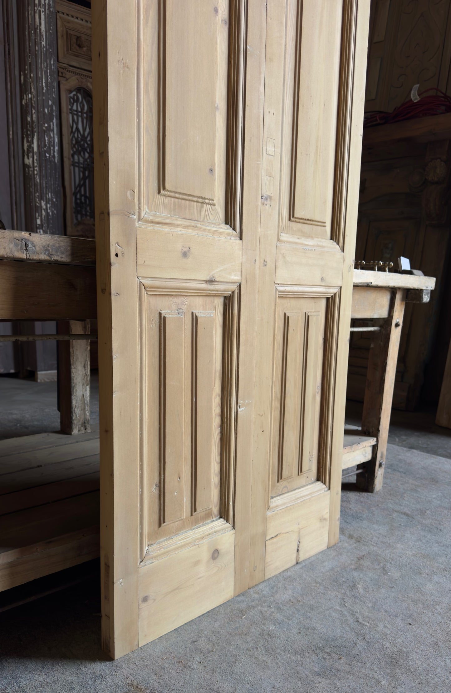 Stately 3 Panel Antique Solid French Doors - 30x94.5 - L233