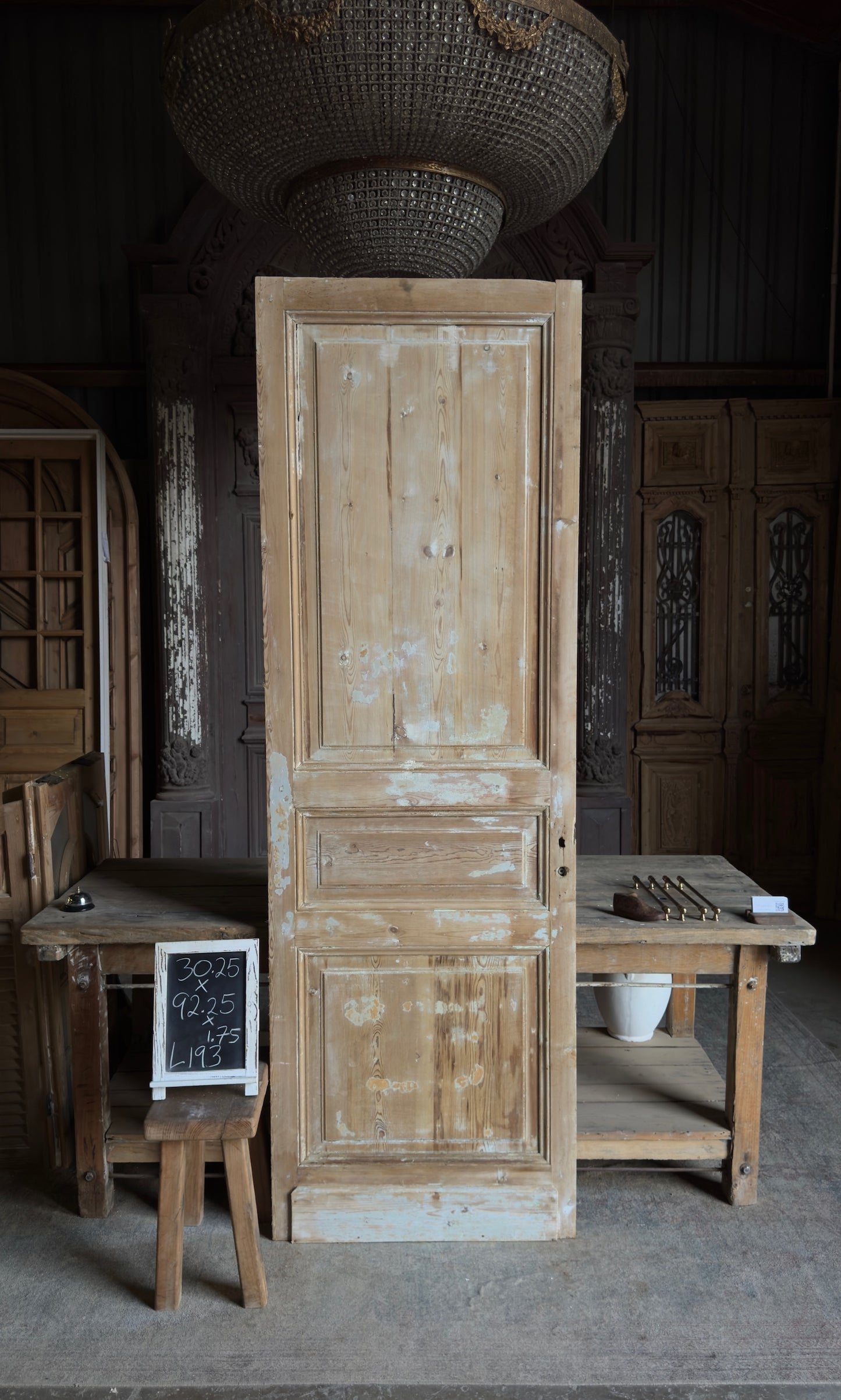 3 Panel Single Solid Antique Door - 30.25x92.25 - L193