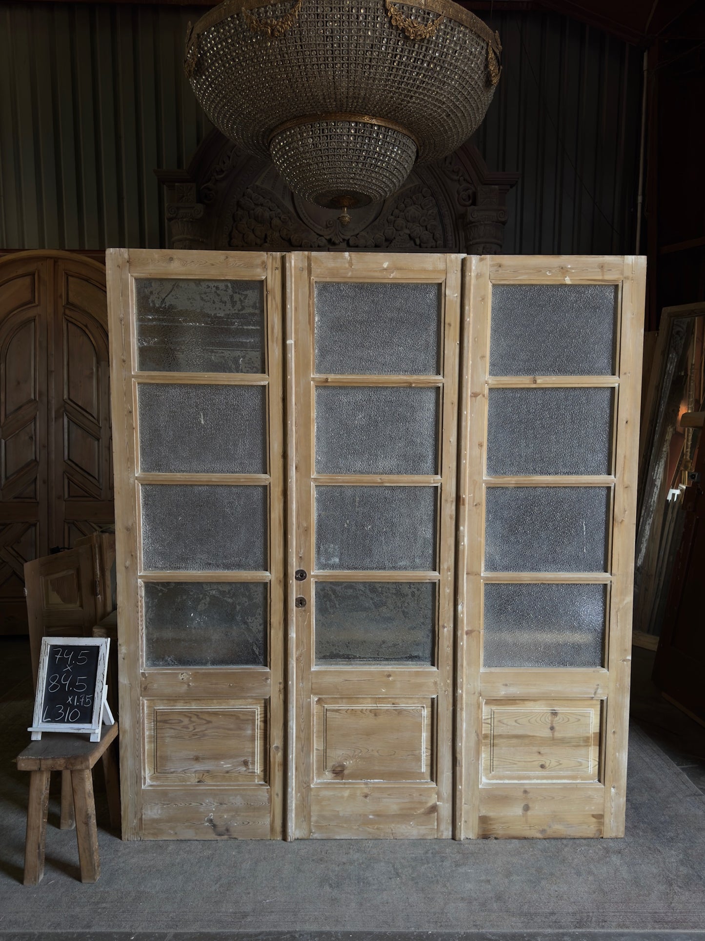Antique Tri-Fold French Glass Doors - 74.5x84.5 - L310