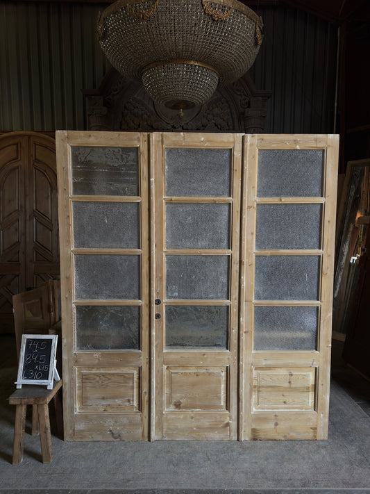 Antique Tri-Fold French Glass Doors - 74.5x84.5 - L310