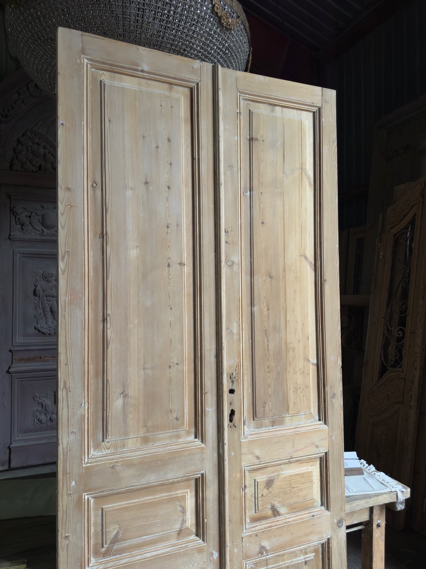 3 Panel Antique Solid French Doors - 44x100 J430