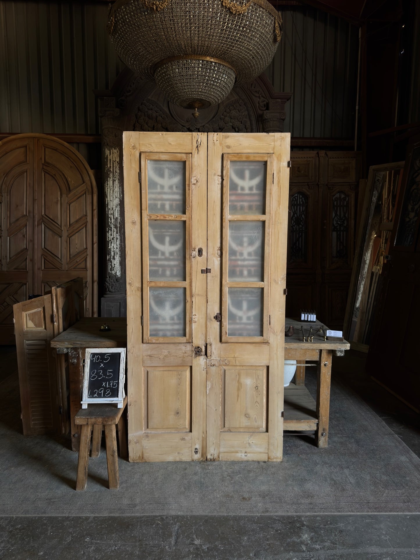Antique Iron Motif French Doors - 40.5x83.5 - L298