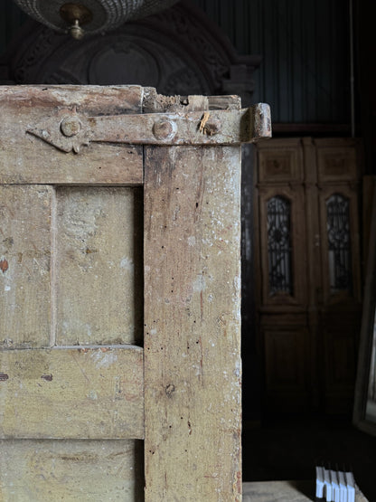 Spanish Coffered Panel Antique Single Door - 35.25x68.25 - L245