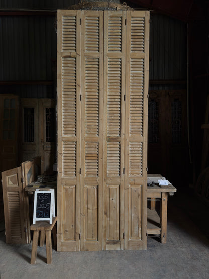Tall European French Antique Louvered Shutters - 45.5x120.25 J313