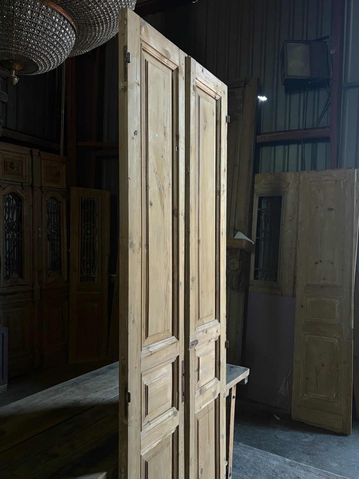 3 Panel Antique Solid French Doors - 36.25x99.5 - L104