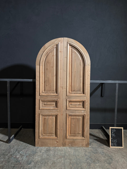 Handcrafted 3 Panel Arched Double Doors - 48x96 - N191