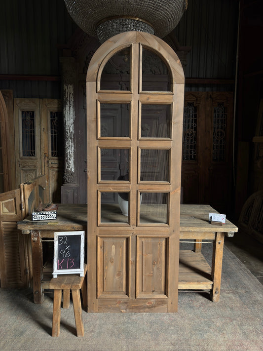 8 Light Arched Baltic Pine Door - 32x96 K13