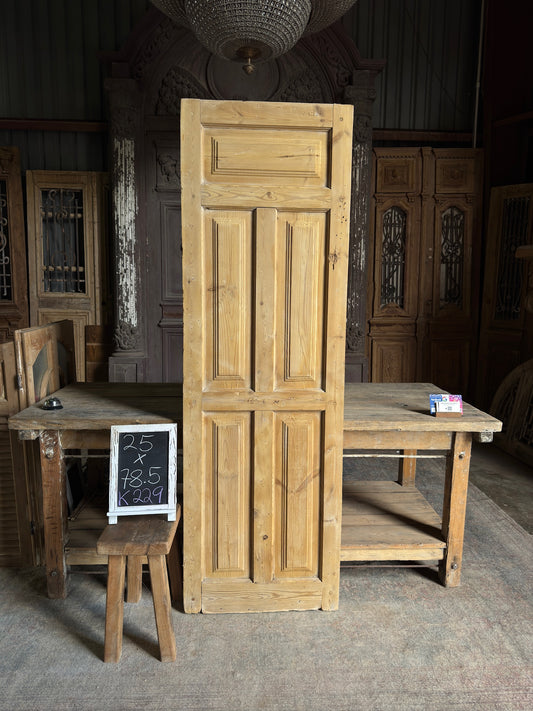 5 Panel Single Solid Antique Door - 25x78.5 K229
