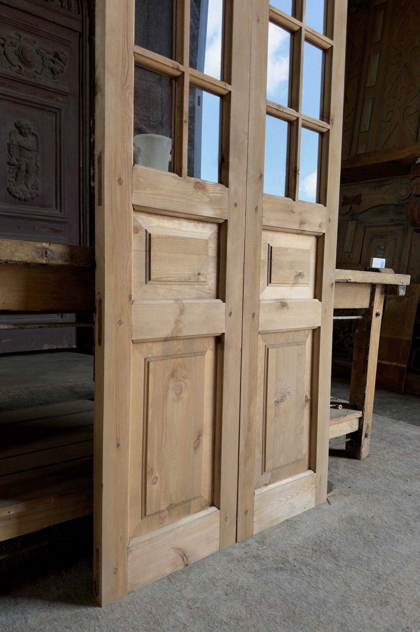 Handcrafted 8 Lite Glass French Doors - 32x80 L27