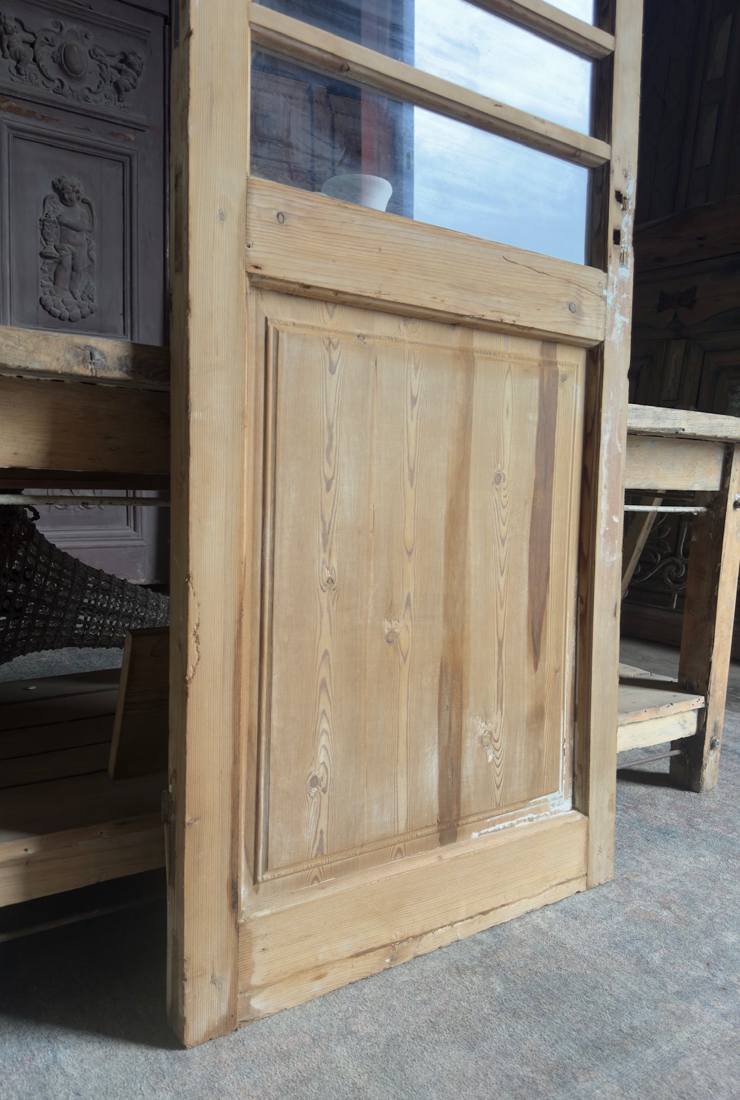 19th Century Antique Glass Single Door - 29.75x89 K130