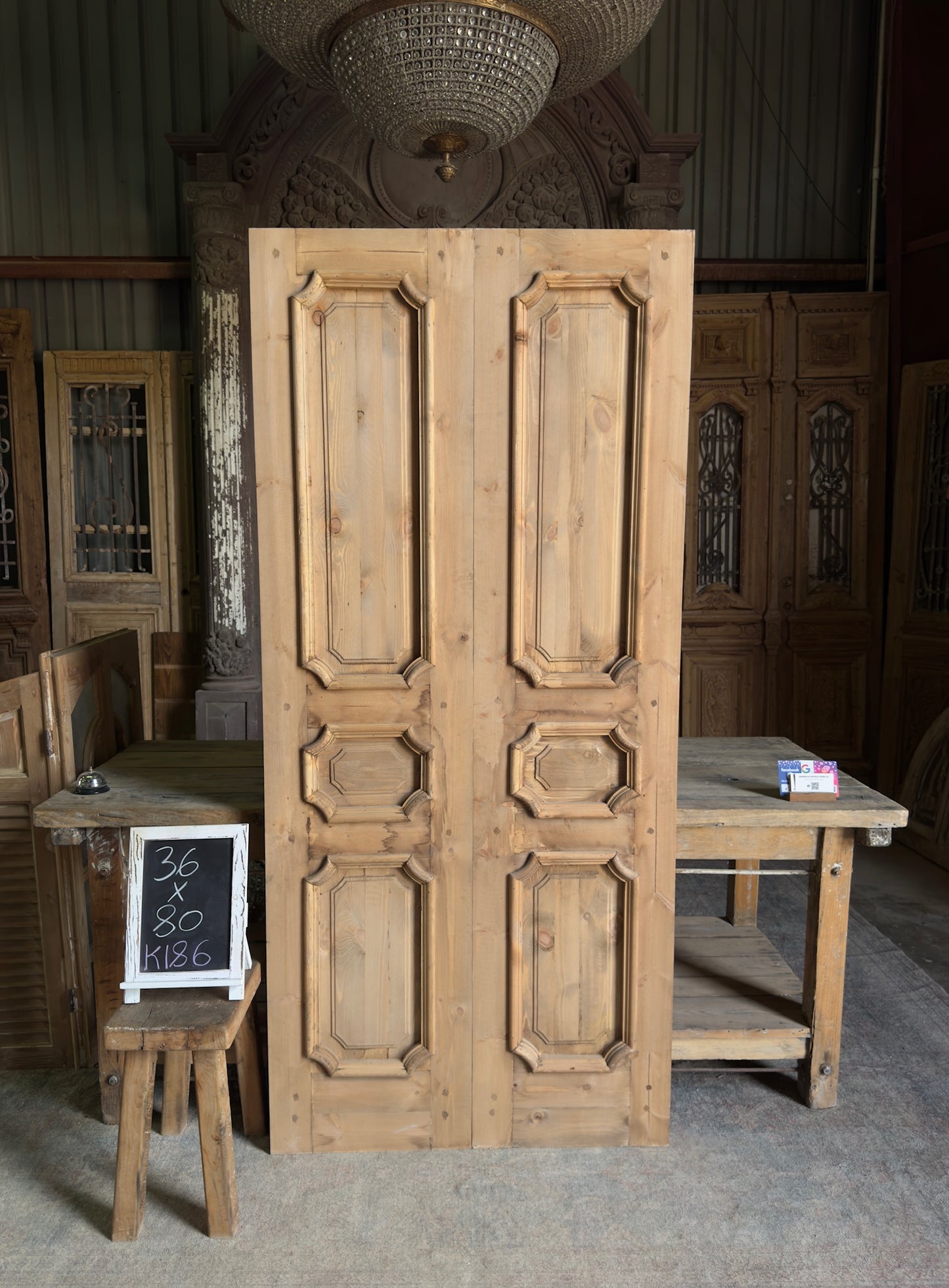 (Genevieve) Handcrafted Solid Wood French Doors - 36x80 K186