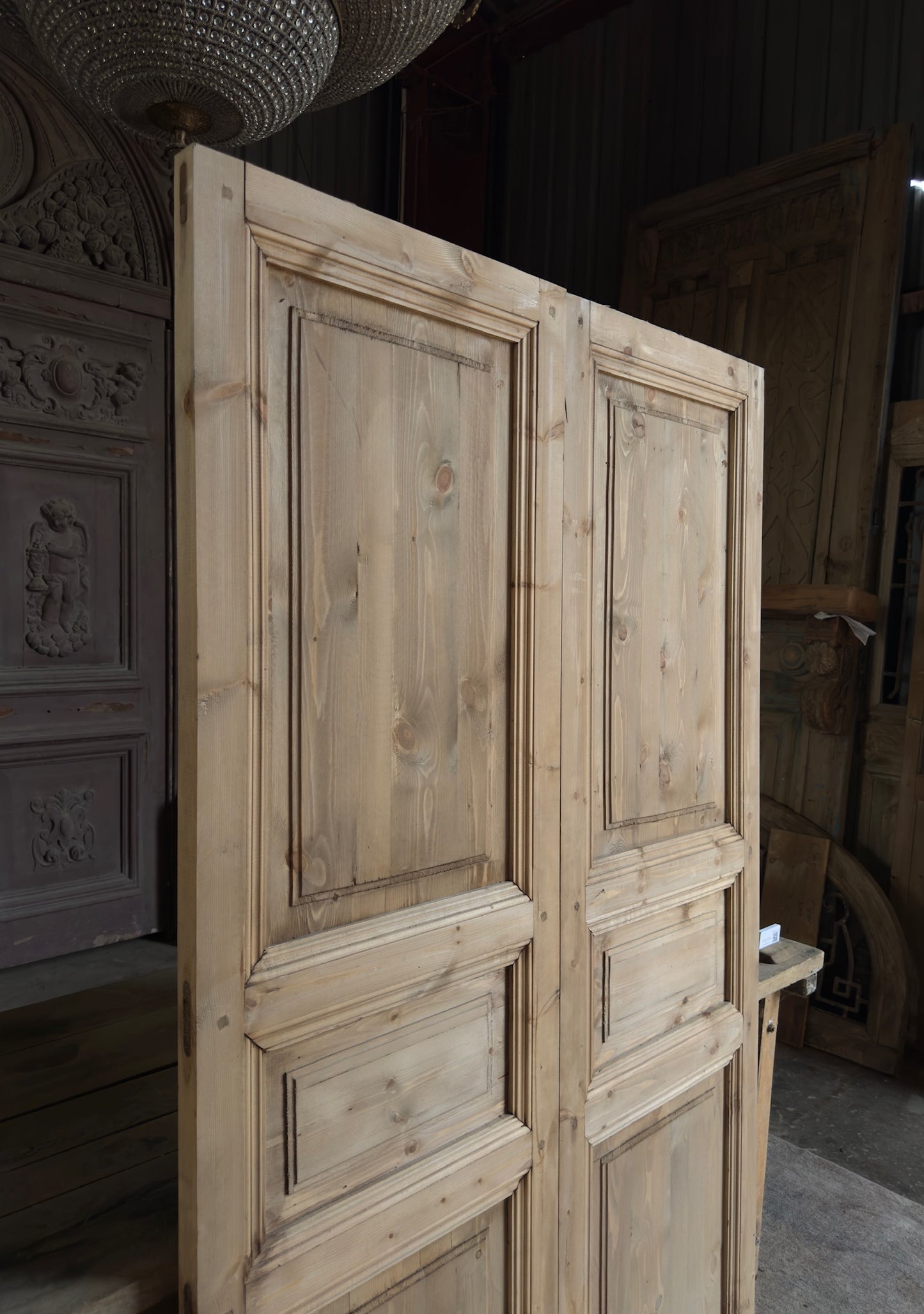 Handcrafted 3 Panel Solid French Doors - 48x80 L3