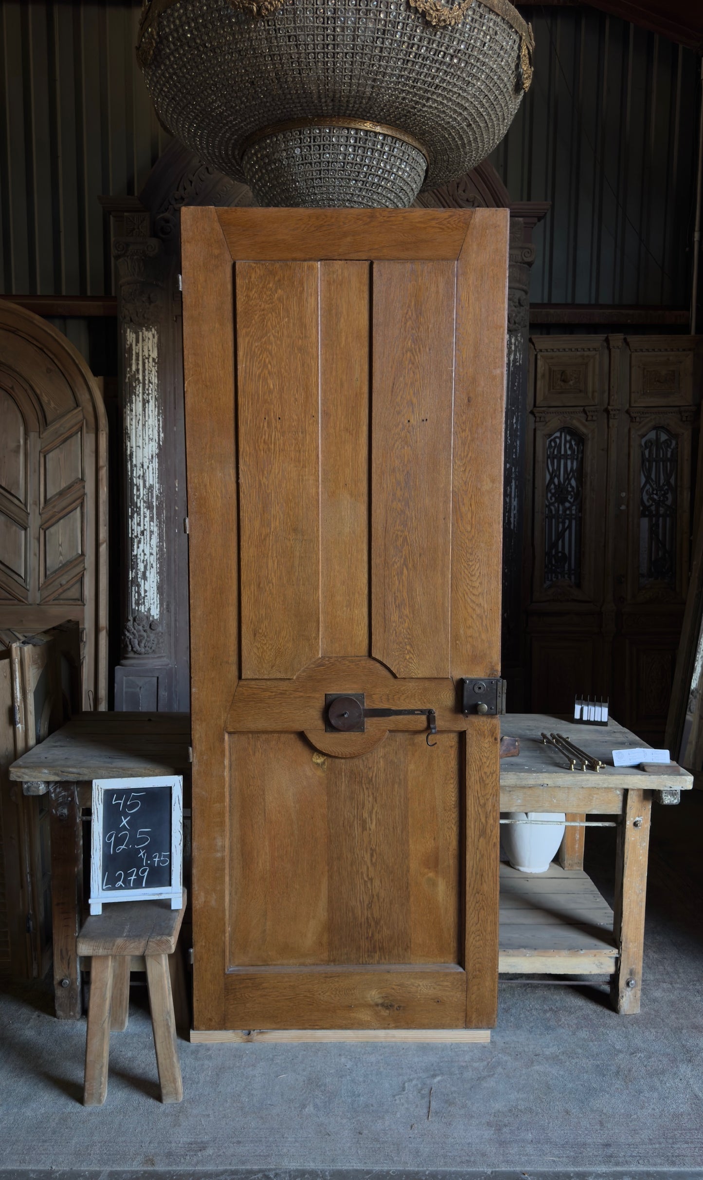 Parisian Arched 2-Panel Antique Single Door - 35x92.5 - L279