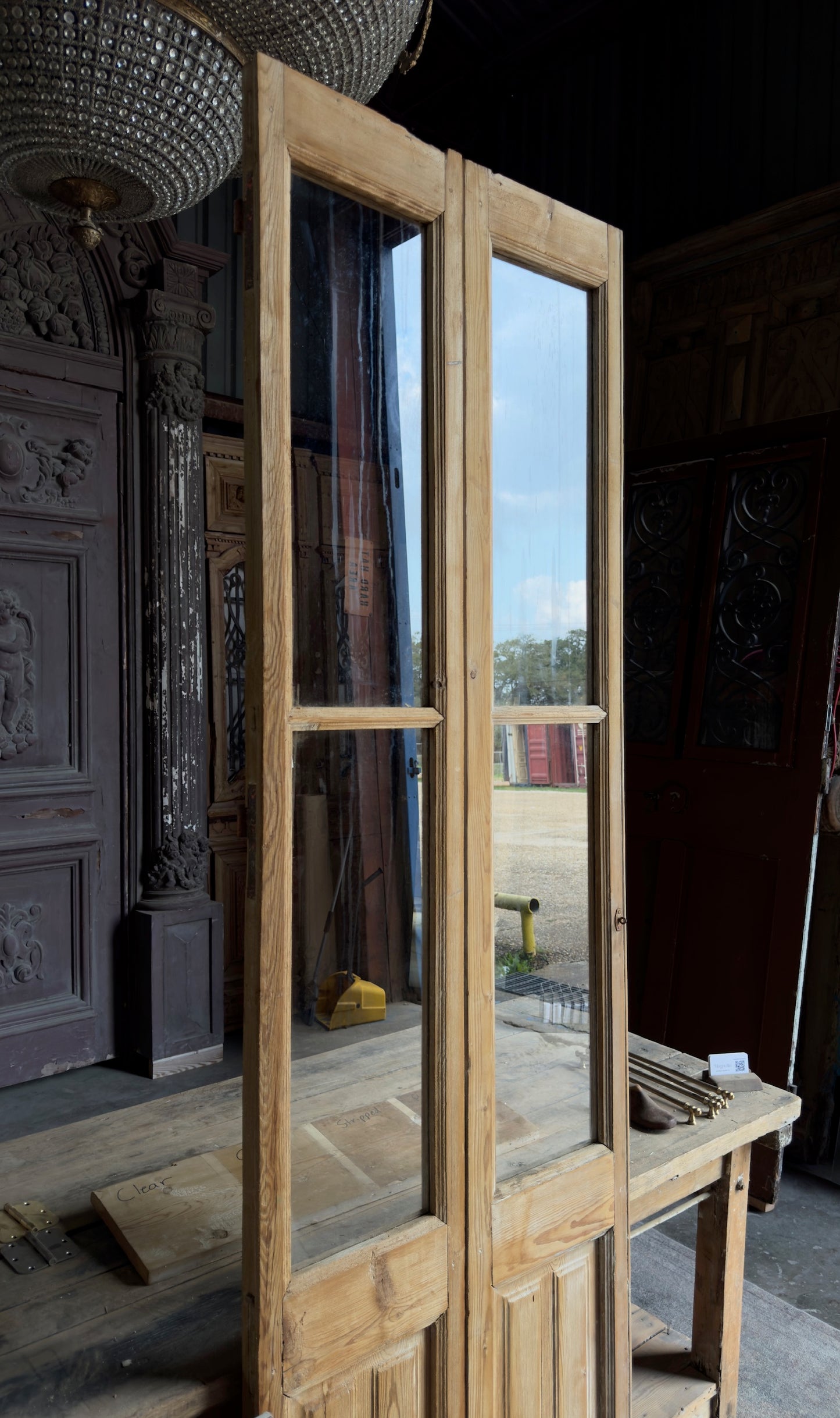 Narrow Glass Antique French Doors - 26.5x93 - L434