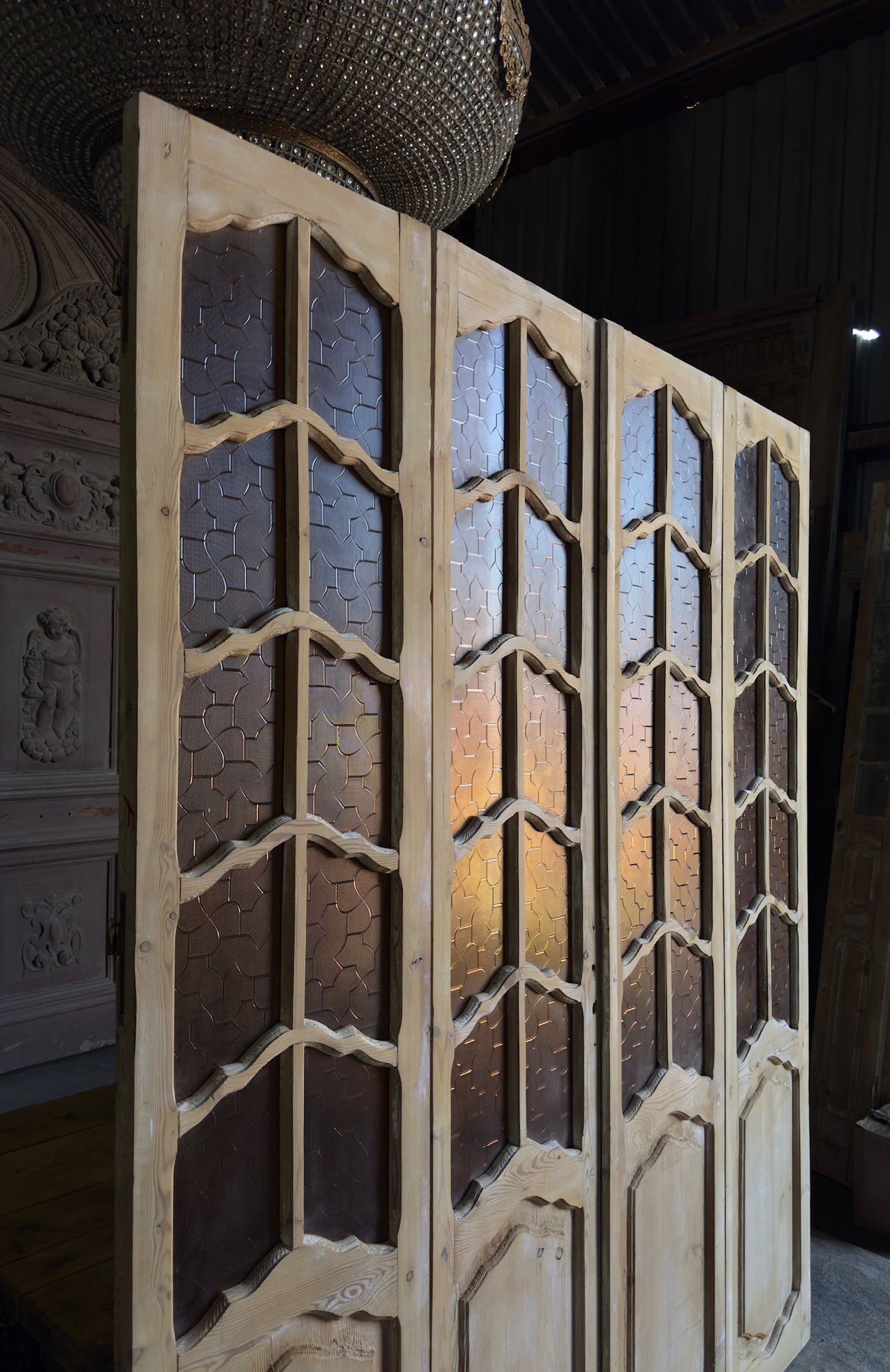 Antique French Provincial Glass Door Unit - 75.5x92.5 - L319