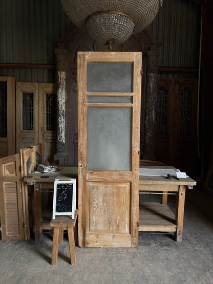 19th Century Antique Glass Single Door - 27.25x87x J290
