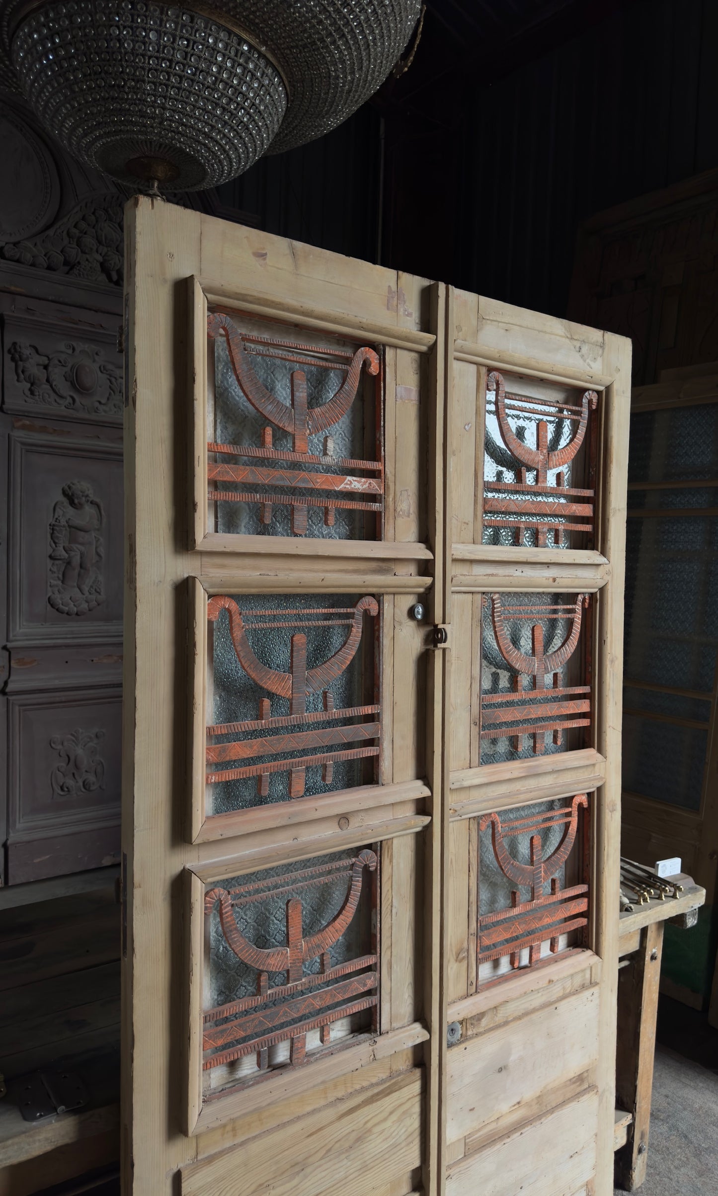 Antique Iron 3 Lite French Doors - 43.5x82.25 - L659