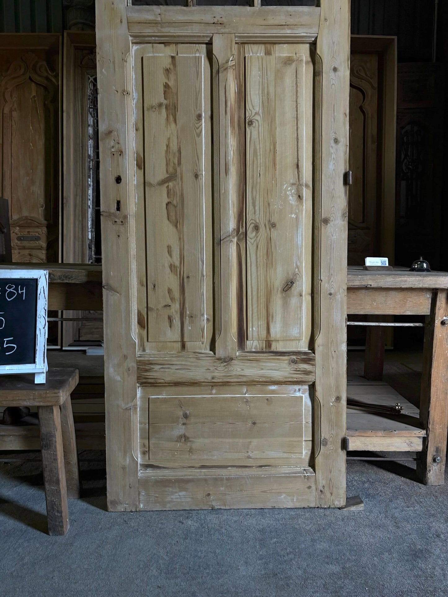 19th Century European Antique Glass Single Door - 31x84 - L55