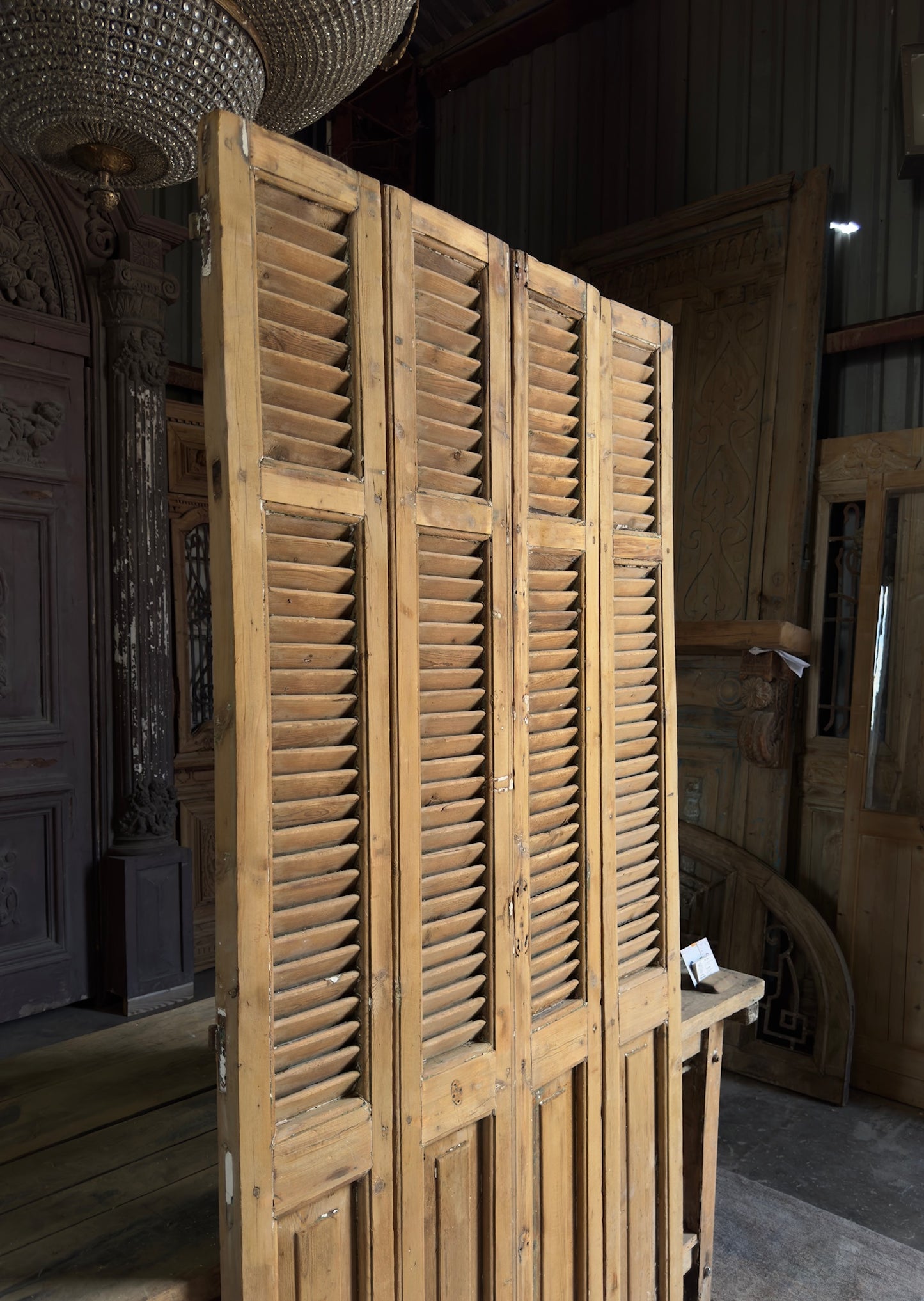 European French Antique Louvered Shutters - 40x85.5 K406