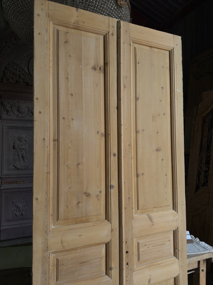 3 Panel Antique Solid French Doors - 44.25x100.25 J415