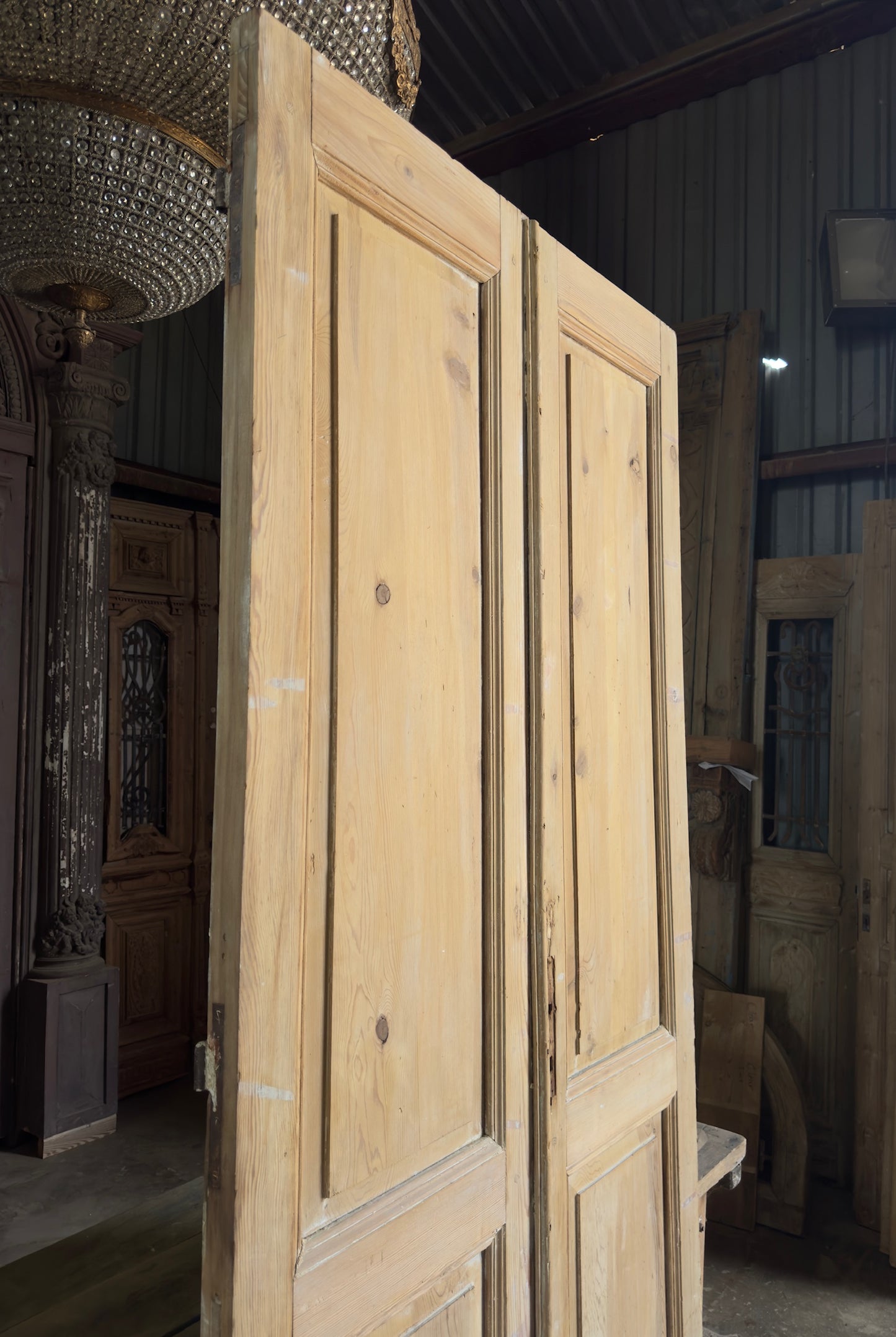 2 Panel Antique Solid French Doors - 45.5x101 K366
