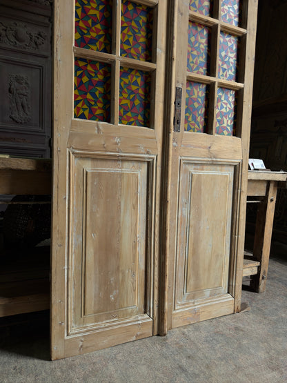 10 Lite Single Antique Stained Glass Doors - 39.5X92.75 J522