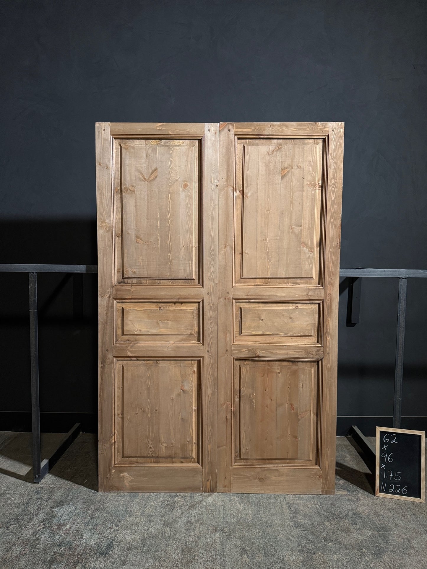 Handcrafted 3 Panel Solid French Doors - 62x96 - N226
