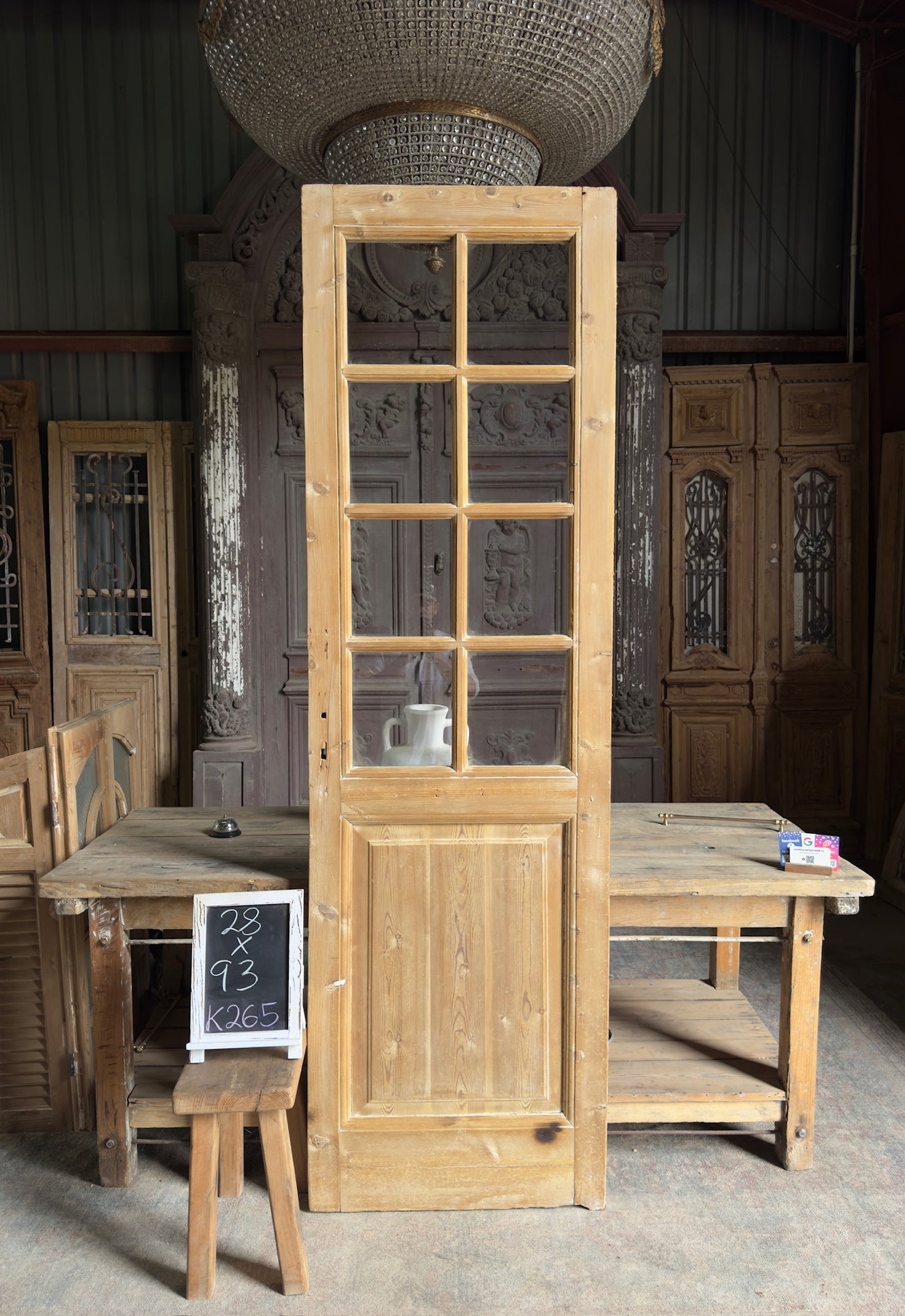 8 Lite Antique Glass Single Door - 28x93 K265